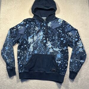 Parish Nation Men's Hoodie Sweatshirt Blue Splatter Print‎ 100% Cotton XLarge XL